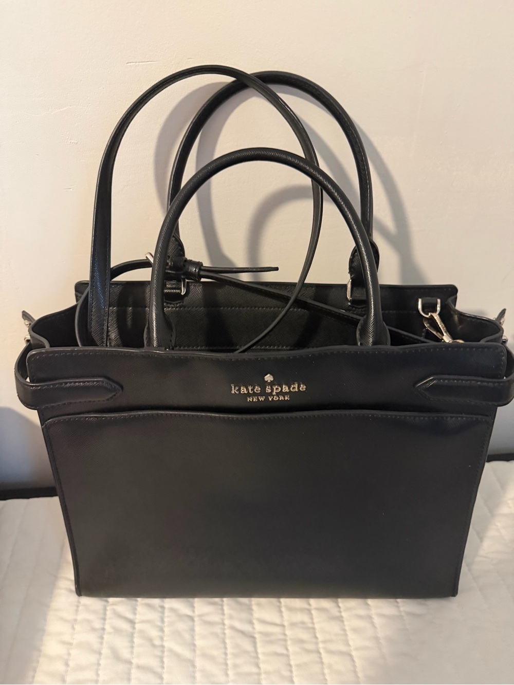 kate spade Black Leather Shoulder Bag with Top Handles